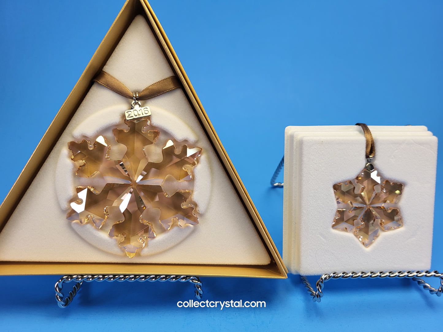 Swarovski gold SCS 2016 Snowflake Christmas Ornament Set # 5222351