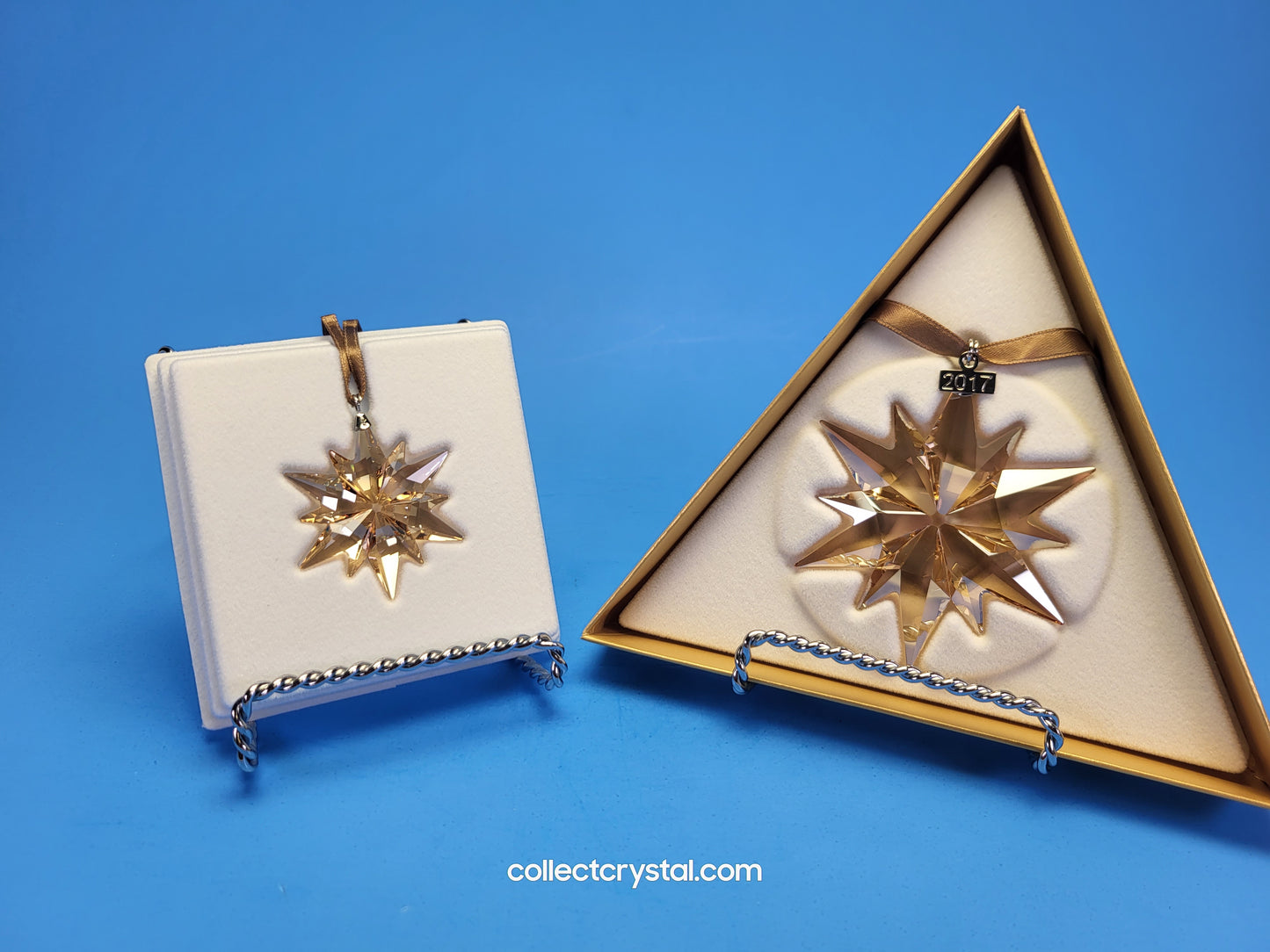 Swarovski SCS gold 2017 Snowflake Christmas Ornament Set # 5268828