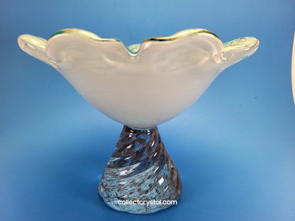 Murano candy Dish Bowl blue gold foil sculpture