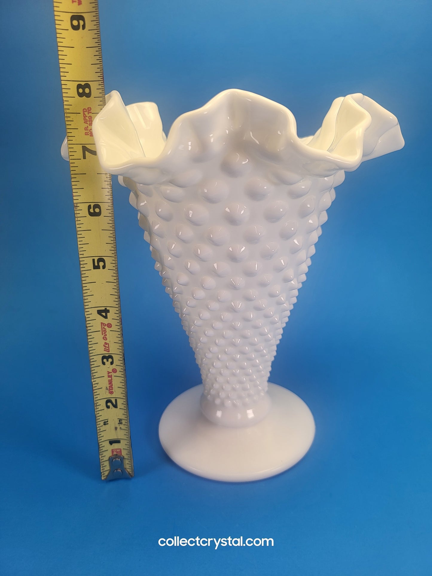 Fenton Hobnail Ruffled Milk Glass Vase