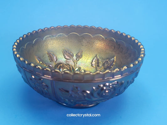 Carnival Glass Bowl Black and Green Iridescent