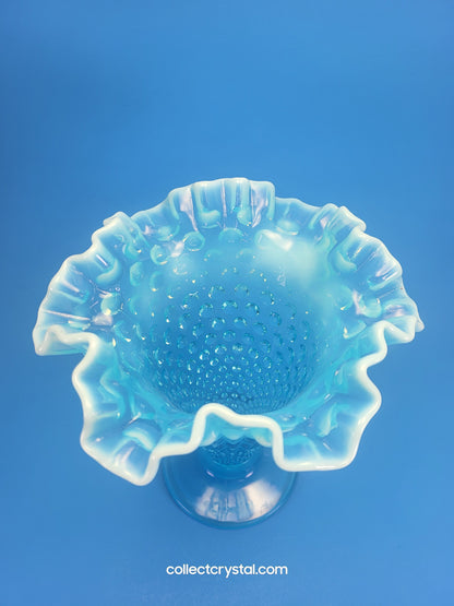 Fenton Blue Hobnail Ruffled Vase