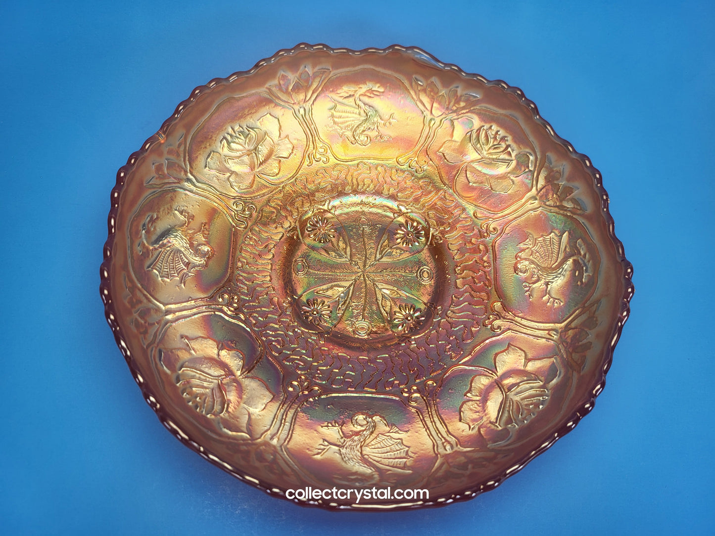 Fenton Dragon Lotus Orange Carnival Bowl