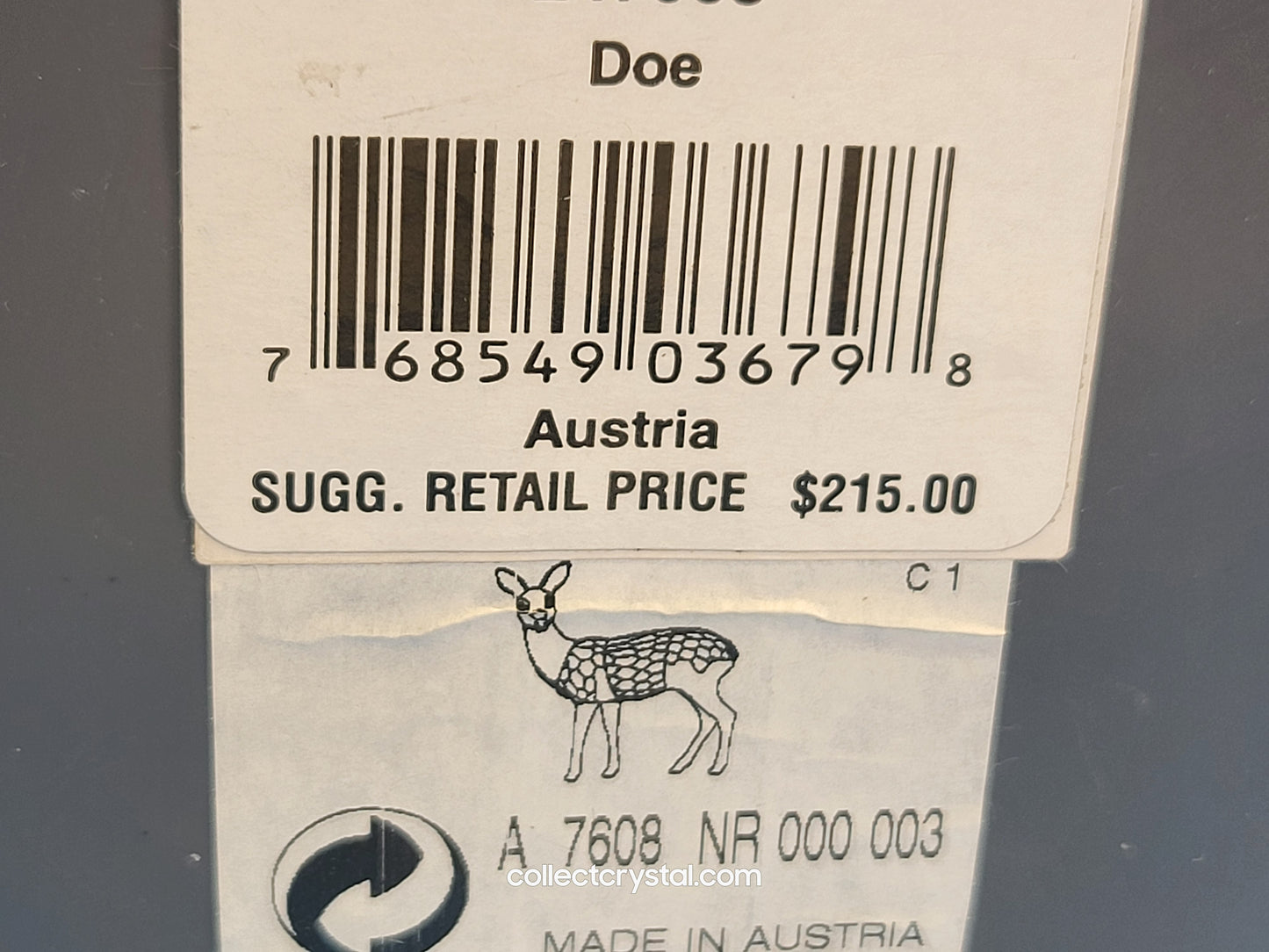 Swarovski Crystal Standing Doe Deer Rare Encounters - 247963 or 7608 000 003