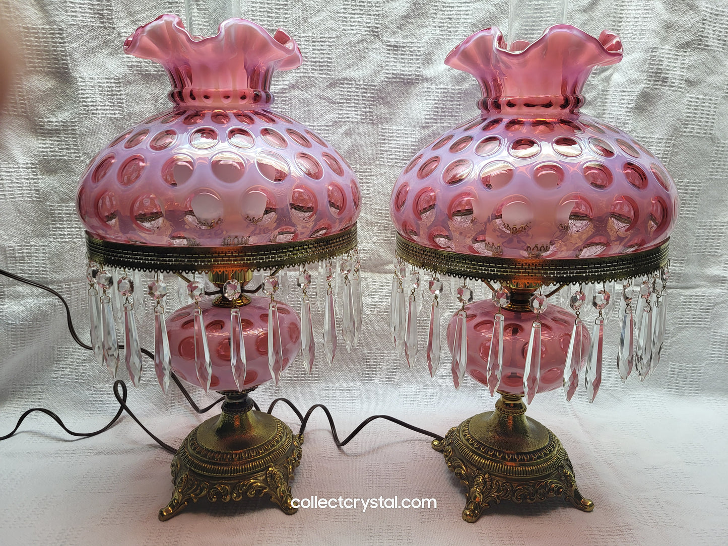 Fenton Coin Dot Student Lamp with crystal droplets set of 2 with free shipping