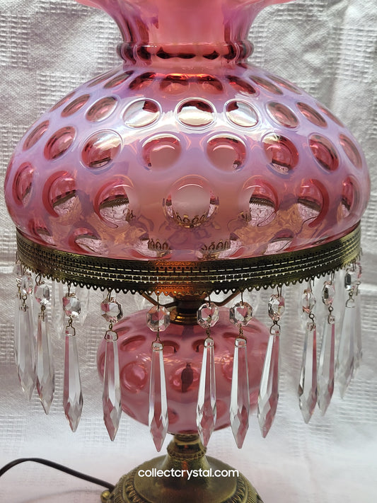 Fenton Coin Dot Student Lamp with crystal droplets 2 available priced each & free shipping