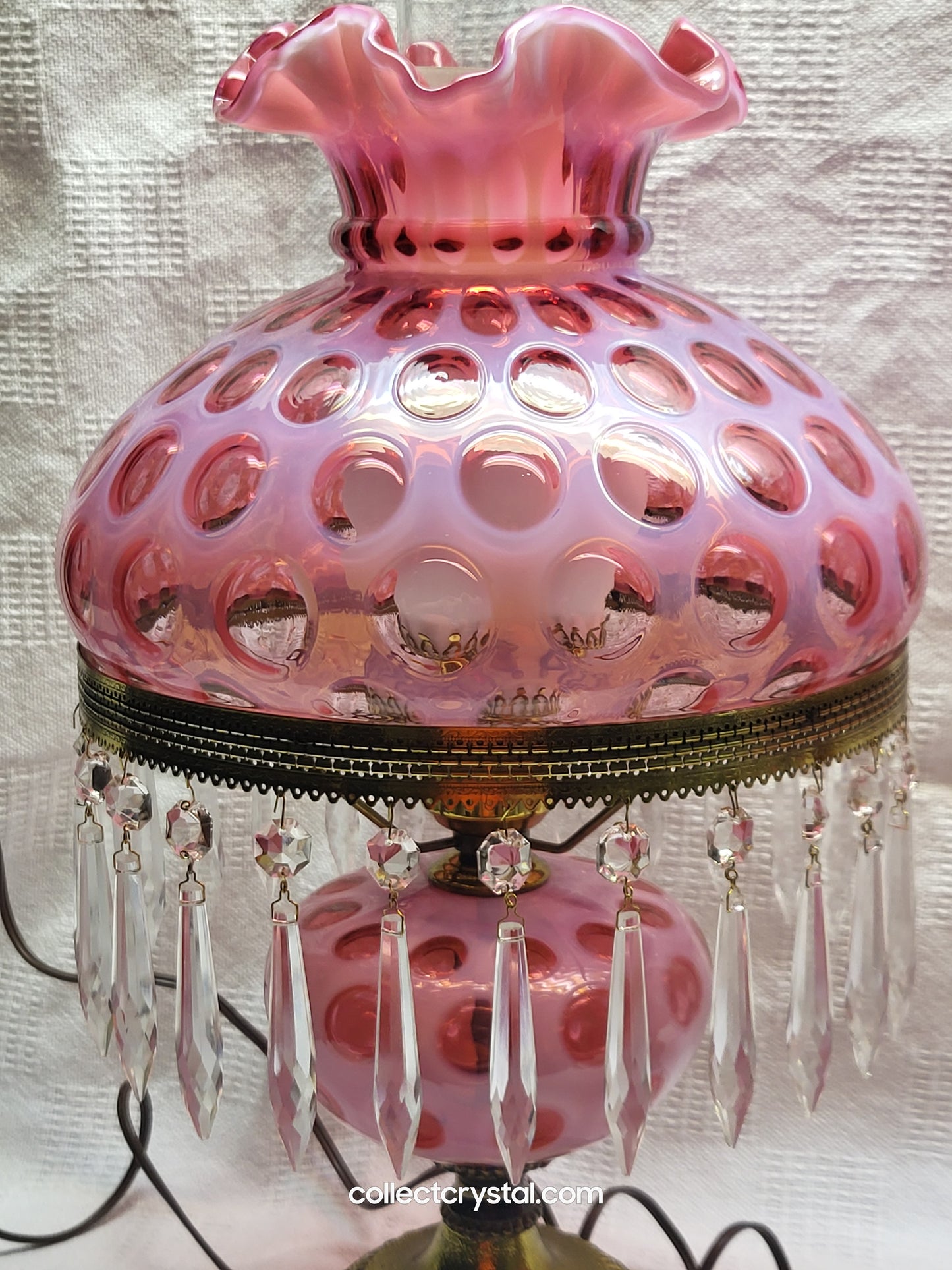 Fenton Coin Dot Student Lamp with crystal droplets set of 2 with free shipping