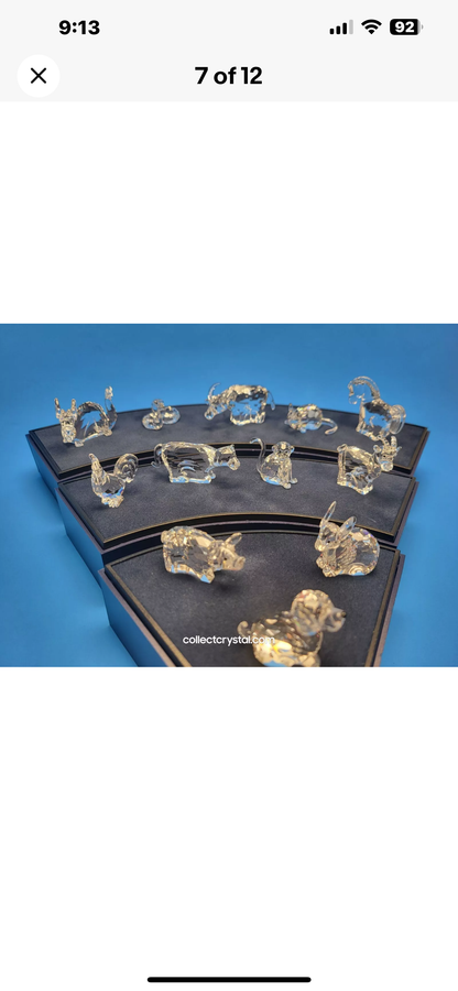 Swarovski Zodiac Complete 12 Piece Set  MIB Complete w display