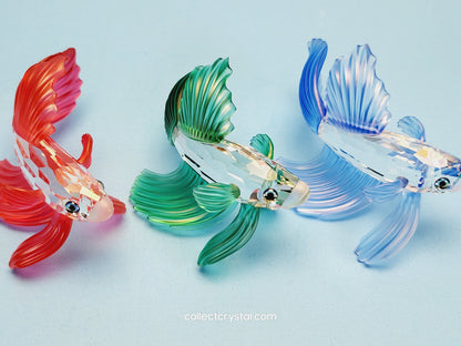 SIAMESE FIGHTING FISH Figurine Green Beta 261259, Swarovski