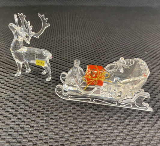 SWAROVSKI, SLEIGH 205165, REINDEER 214821, Christmas Figurine Set:  MISSING TREE